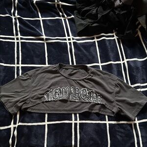 Crop Graphic Tee with Gothic Script